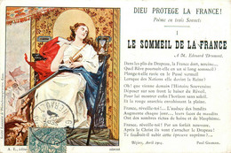 Militaria Patriotique * Série De 3 Cpa Illustrateur Art Nouveau * Dieu Protège La France , Poème Ww1 Guerre 14/18 - Patriotiques