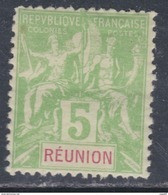 Réunion N° 46 XX Type Groupe : 5 C. Vert-jaune Et Rouge, Sans Charnière, TB - Unused Stamps