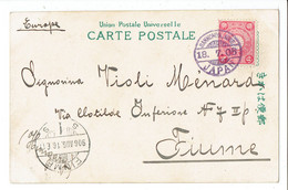 MARCOPHILIE - CPA - TP OB SANNOMIYA - KOBE - 18/7/1906 JAPAN POUR FIUME HONGRIE - TB - Brieven En Documenten