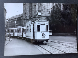 Photo Numérotée De J. BAZIN:Réseau Urbain :  Tramway De STRASBOURG :Église ST Pierre Le Vieux En 1955 - Trains