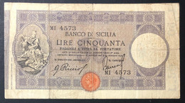 Banco Di Sicilia 50 Lire 22 06 1915 Q.bb Naturale Ottima Carta Lotto.4089 - Altri & Non Classificati