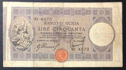 Banco Di Sicilia 50 Lire 22 06 1915 Q.bb Naturale Ottima Carta Lotto.4089 - Sonstige & Ohne Zuordnung