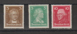 Allemagne 1926 Série Personnalités 379-380 Et 382, 3 Val ** MNH - Unused Stamps