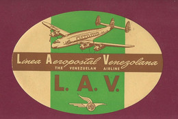 060922 - AVIATION ETIQUETTE A BAGAGE LAV Linea Aeropostal Venezolana THE VENEZUELAN AIRLINE Avion - Aufklebschilder Und Gepäckbeschriftung