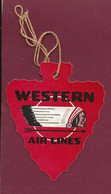 060922 - AVIATION ETIQUETTE A BAGAGE - WESTERN AIR LINES Parcel Or Apparel TAG - Indien Flèche - Étiquettes à Bagages