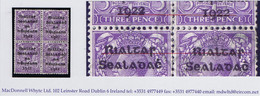 Ireland 1922 Dollard Rialtas 5-line Ovpt On 3d, Block Of 4 With Two "Out-of-alignment" Pairs Used, Light 1922 Cds - Neufs