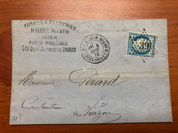 Lettre Etoile De Paris N° 39  R Des Ecluses St Martin Sur N°60A - 1849-1876: Periodo Classico