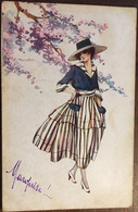 Cpa, écrite En 1920, Illustrateur Signée, C.Monestier, élégante Chapeau, Robe Ou Jupe, éd TAM 7507 - Monestier, C.