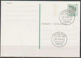 Berlin Ganzsache 1990 Mi.-Nr. P 136 Tagesstempel BERLIN12 By 31.8.90  ( PK 358 )  Günstige Versandkosten - Postkarten - Gebraucht