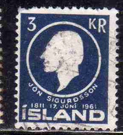 ISLANDA ICELAND ISLANDE 1961 JON SIGURDSSON 3k USED USATO OBLITERE' - Gebraucht