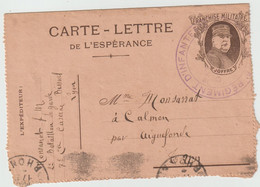 5501 Carte Lettre  L'Espérance Franchise Militaire Joffre Calmon Aiguefonde Caserne Bissuel Monsarrat Attaque Repoussée - Brieven En Documenten