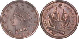 Etats-Unis - Jeton Guerre Civile - 1863 - Tête D'indien - Canons Et Drapeaux - SPLENDIDE - 07-007 - Monedas/ De Necesidad