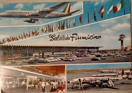 Cartolina Saluti Da Fiumicino Roma Aeroporto Aerei FG - Transportes