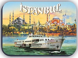 Istanbul Magnet, Ferry, Mosque, Hagia Sophia, Tourism, Ship, 5 X 7cm, Thickness 3mm - Other & Unclassified