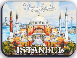 Istanbul Magnet, Hagia Sophia, Mosque, Istanbul Bridge, Bosphorus, Tourism, 5 X 7cm, Thickness 3mm - Autres & Non Classés