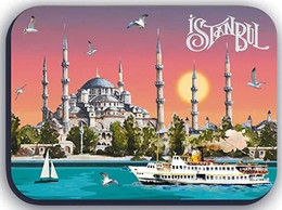 Istanbul Magnet, Hagia Sophia, Mosque, Ferryboat, Sailboat, Ship, Tourism, 5 X 7cm, Thickness 3mm - Other & Unclassified