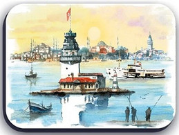 Istanbul Magnet, Ferry, Maiden's Tower, Ship, Lighthouse, Mosque, Galata Tower, Tourism, Fishermen, Fishing Boat, 5x7cm - Altri & Non Classificati