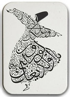 Magnet, Calligraphy, Art, Mevlevi Dervish Drawn With Calligraphy 4,5 X 6,5 Cm, Thickness 3mm - Other & Unclassified