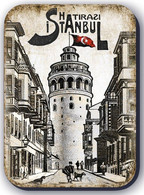 Retro Magnet, Galata Tower, Old Istanbul Houses, 5 X 7cm, Thickness 3mm - Otros & Sin Clasificación