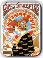 Retro Magnet, Cafés Torréfiés Labeille D'or By Henri Privat-Livemont, Retro Poster Art, 5 X 7cm, Thickness 3mm - Sonstige & Ohne Zuordnung