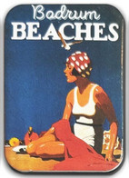 Retro Magnet, Woman In Swimsuit, Seagull, Bodrum Beaches, Tourism 4,5 X 6,5 Cm, Thickness 3mm - Otros & Sin Clasificación