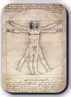 Magnet, Leonardo Da Vinci Sketch Drawing, The Vitruvian Man (1485) 5 X 7cm, Thickness 3mm - Other & Unclassified