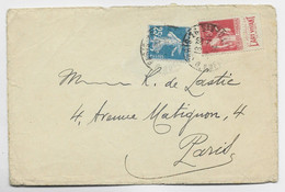 FRANCE PAIX 50C PUB ART VIVANT +SEMEUSE 25C LETTRE PARIS 1934 TARIF 2EME - Briefe U. Dokumente