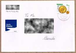 Portugal 2022  Portuguese Numismatics Peça Of Maria II Cover To Canada - Used Stamps