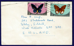 Ref 1564 -  C. 1972 Cover - British Solomon Islands 5c Rate To Solihull UK - Butterflies Insects - Iles Salomon (...-1978)