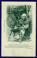 Ref 1564 -  Early Ethnic Postcard - Irish Lady & Spinning Wheel - Ireland John Ruskin Note - Europe