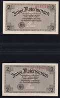 2x 2 Reichsmark 1939 O.A. - KN 7- + 8-stellig - Reichskreditkassen (ZWK-3a, B) - Sonstige & Ohne Zuordnung