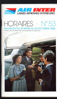 (aviation) AIR INTER   Horaire N°53, 1986   (PPP39067) - Europe