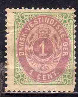 DANISH WEST INDIES DANSK-WESTINDISKE OER ANTILLE 1873 1c NUMERAL USED USATO OBLITERE'' - Danish West Indies