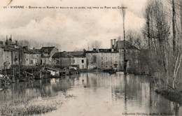 VIVONNE BASSIN DE LA VONNE ET MOULIN DE LA LEVEE VUE PRISE DU PONT DES CARMES 1907 TBE - Vivonne