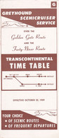 USA - 1959 Greyhound Bus Golden Gate / Forty Niner Transcontinental Timetable - World