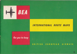 Great Britain - 1950's BEA International Route Maps Booklet - Europe