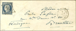 Losange Romain PT1 / N° 4 Càd BOITE Gare TOURS / Bau AMBt 1 7 OCT. 52 Sur Lettre Pour Brantôme. - TB / SUP. - R. - 1849-1850 Cérès