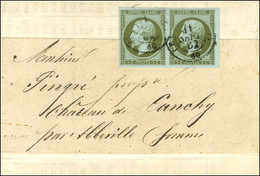 Càd (E) PARIS (E) 60 / N° 11 Paire, Très Belle Marge Sur Imprimé Complet Adressé Sous Bande à Abbeville. 1862. - SUP. -  - 1853-1860 Napoléon III.