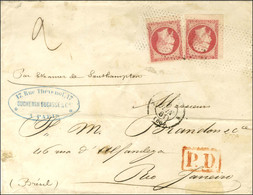 Rouleau De Pointillés / N° 17 (2 Bdf, 1ex Filet Effleuré) Càd PARIS (60) Sur Lettre 2 Ports Pour Rio De Janeiro. 1861. - - 1853-1860 Napoleon III