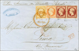 PC 1495 / N° 13 + N° 16 + N° 17 Paire (les 4ex Très Belle Marge) Càd Rouge BUREAU-MARITIME / LE HAVRE Sur Lettre Pour Li - 1853-1860 Napoleon III