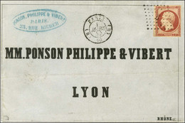 Losange B / N° 18 Belle Marge Càd (B) PARIS (B) 60 Sur Lettre 3 Ports Pour Lyon. 1854. - TB / SUP. - RR. - 1853-1860 Napoleon III