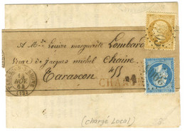 GC 3905 / N° 21 + N° 22 Càd T 15 TARASCON-S-RHÔNE (12) Sur Imprimé Complet Chargé Adressé Localement Sous Bande. 1864. - - 1862 Napoleon III