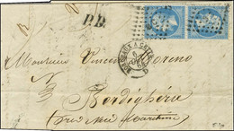 Losange BC / N° 22 (paire, Tête-bêche) Càd BORDEAUX A CETTE Sur Lettre Pour Bordighera. 1864. - TB / SUP. - R. - 1862 Napoleon III