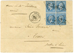 GC 2740 / N° 22 Bloc De 4 Càd T 15 ORLÉANS (43) Sur Lettre 3 Ports Pour Tours. 1865. - SUP. - 1862 Napoleon III