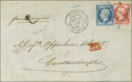 Etoile / N° 22 + N° 24 Càd PARIS / PL. DE LA BOURSE Sur Lettre 2 Ports Pour Constantinople. 1865. - TB / SUP. - 1862 Napoleon III