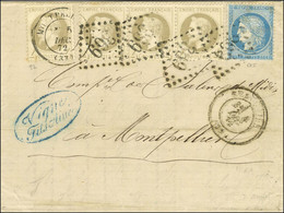 GC 369 / N° 27 (bande De 3) + N° 60 Càd T 17 BEAUCAIRE (29) Sur Lettre Pour Montpellier, à L'arrivée Càd T 17 MONTPELLIE - 1863-1870 Napoleon III With Laurels