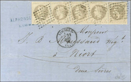 GC 2049 / N° 27 Bande De 5 Càd T 16 LIMOGES (81) Sur Lettre Pour Niort. 1870. - TB / SUP. - R. - 1863-1870 Napoleon III With Laurels