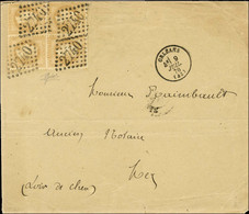 GC 2740 / N° 28 Bloc De 4 Càd T 16 ORLEANS (43) Sur Lettre 2 Ports Pour Mer. 1870. - TB / SUP. - 1863-1870 Napoleon III With Laurels