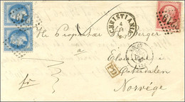 GC 3219 / N° 24 + N° 29 Paire Càd T 15 ROUEN (74) Sur Lettre Pour La Norvège, Au Recto Càd D'arrivée CHRISTIANIA. 1867.  - 1863-1870 Napoleon III With Laurels