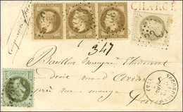 GC 3351 / N° 25 + N° 27 + N° 30 (bande De 3) Càd T 16 SECONDIGNY (75) Sur Lettre Chargée Pour Paris. 1872. Très Rare Usa - 1863-1870 Napoleon III With Laurels